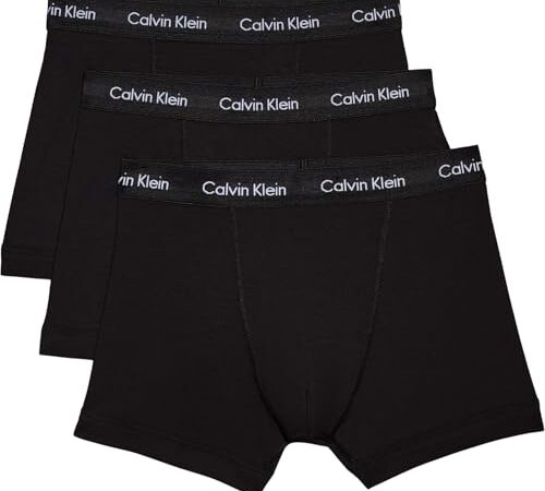 Calvin Klein Cotton Stretch 3 Pack Trunk, All Black Large – (36inch-38inch) All Black(Size: L)