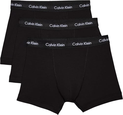 Calvin Klein Cotton Stretch 3 Pack Trunk, All Black Large - (36inch-38inch) All Black(Size: L)